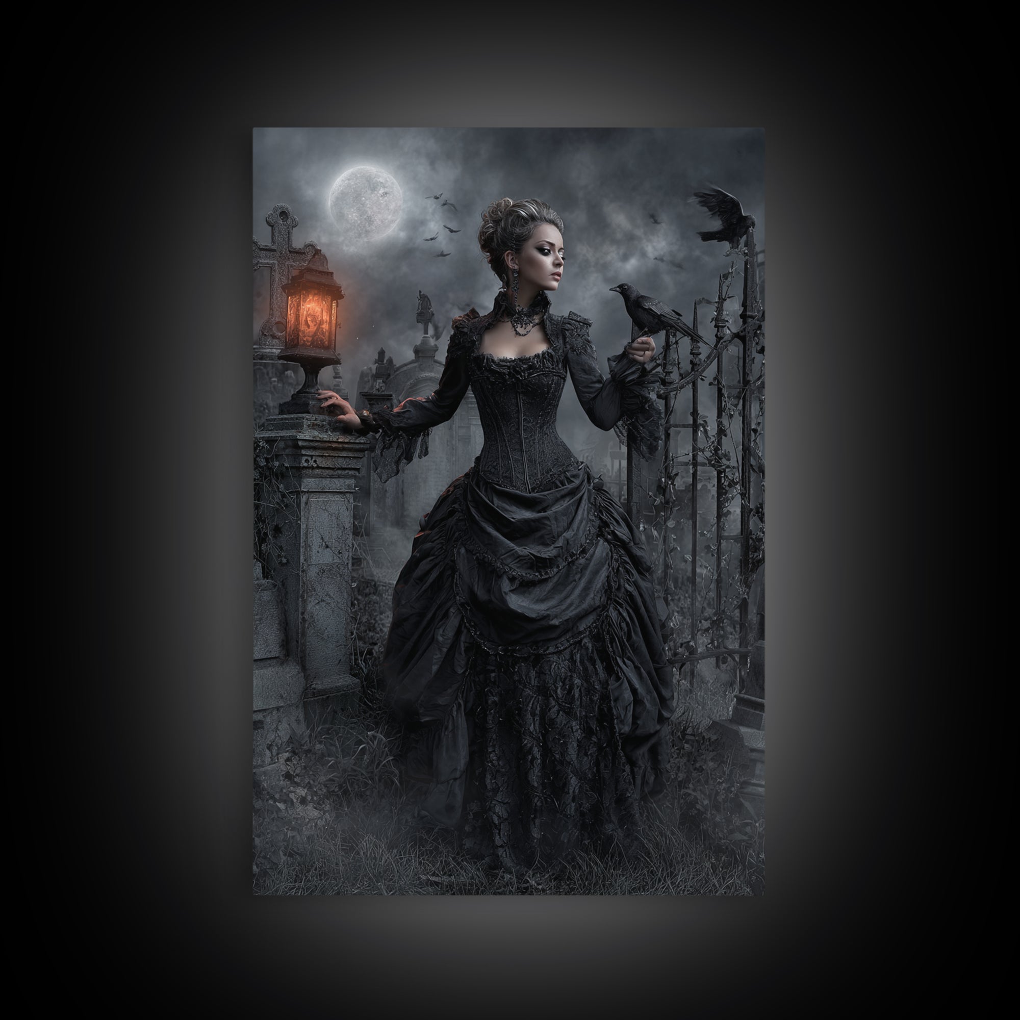 Gothic Romance, Vertical Wall Art, Dark Fantasy Wall Art, Canvas Print, Halloween Wall Decor, Gothic Home Decor, Halloween Decor