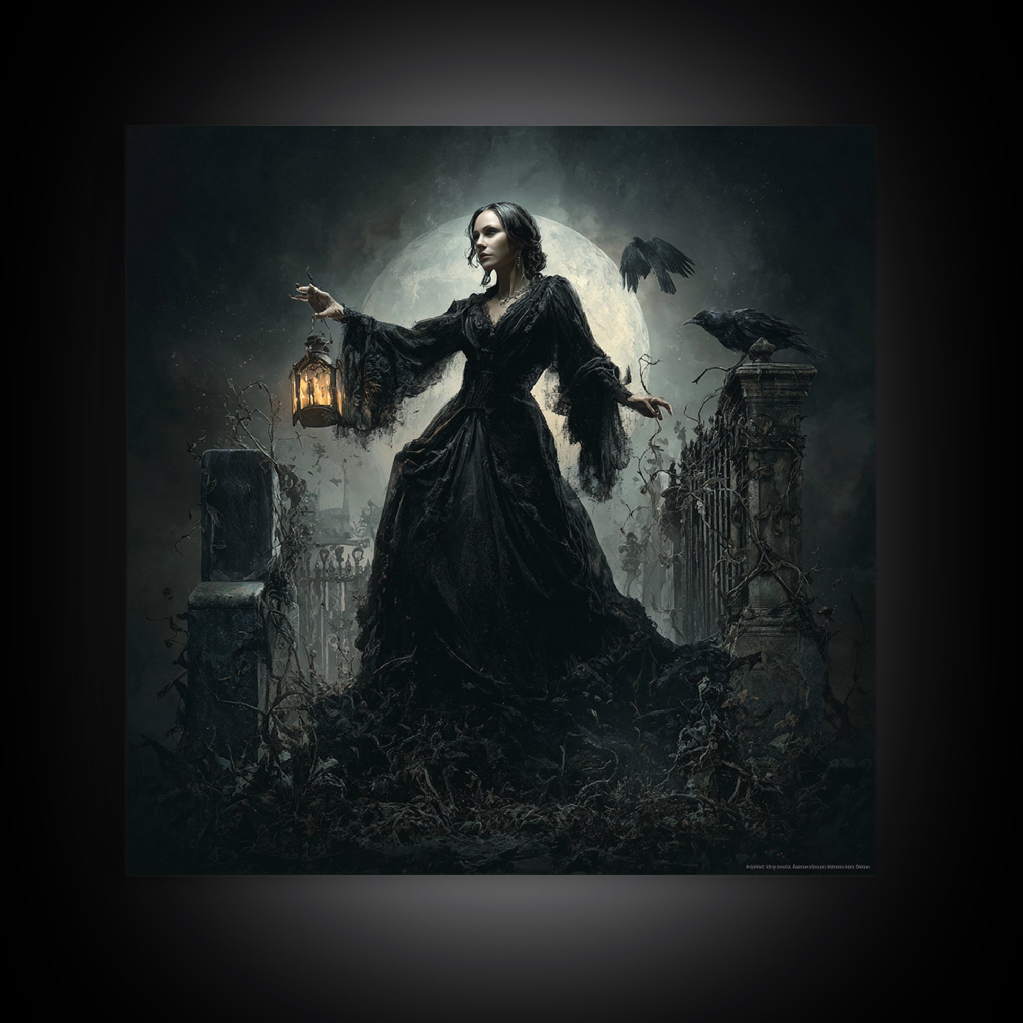 Gothic Romance, Square Wall Art, Macabre Wall Art, Framed Canvas Print, Halloween Wall Decor, Gothic Home Decor, Seasonal Home Decor