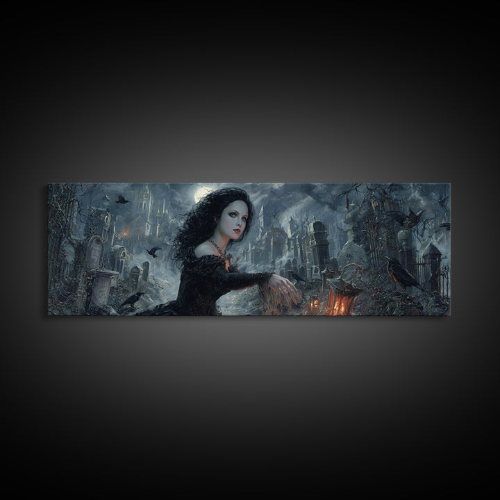 Gothic Romance, Extra Wide Wall Art, Dark Halloween Decor, Canvas Print, Halloween Wall Decor, Gothic Home Decor, Collectible Wall Decor