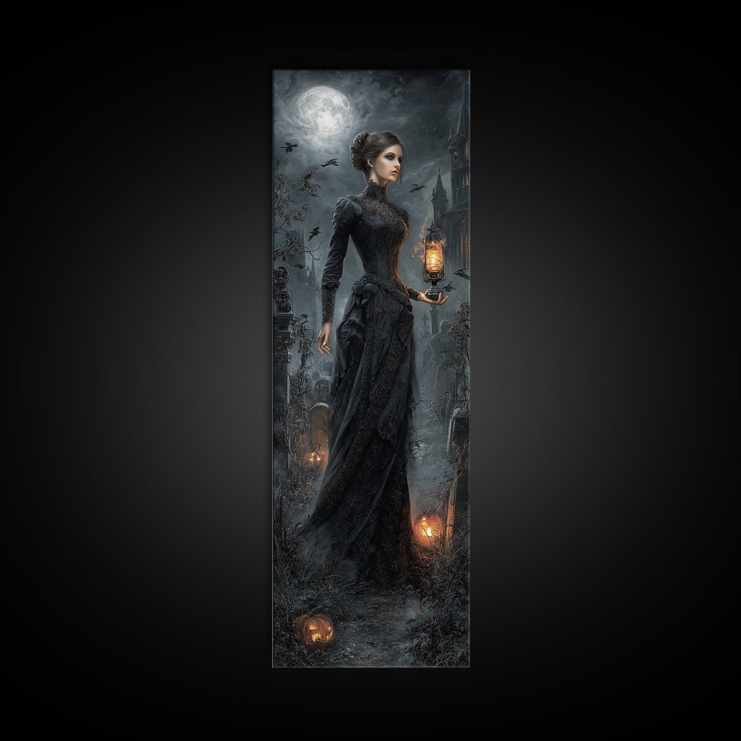 Gothic Romance, Tall Narrow Wall Art, Dark Fantasy Wall Art, Canvas Print, Halloween Wall Decor, Gothic Home Decor, Spooky Wall Decor