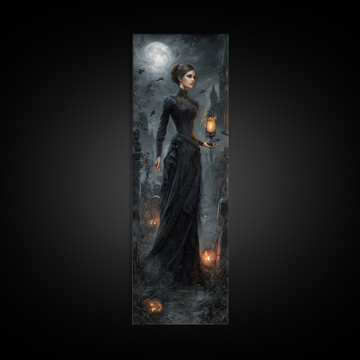 Gothic Romance, Tall Narrow Wall Art, Dark Fantasy Wall Art, Canvas Print, Halloween Wall Decor, Gothic Home Decor, Spooky Wall Decor