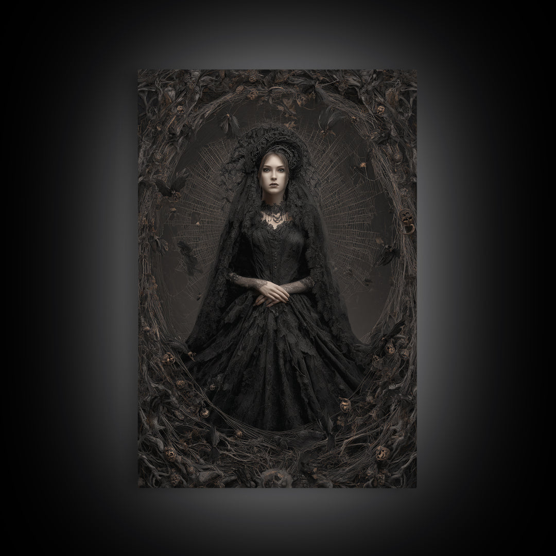 Black Lace And Cobwebs, Vertical Wall Art, Spooky Home Decor, Canvas Print, Halloween Wall Decor, Gothic Home Decor, Halloween Decor