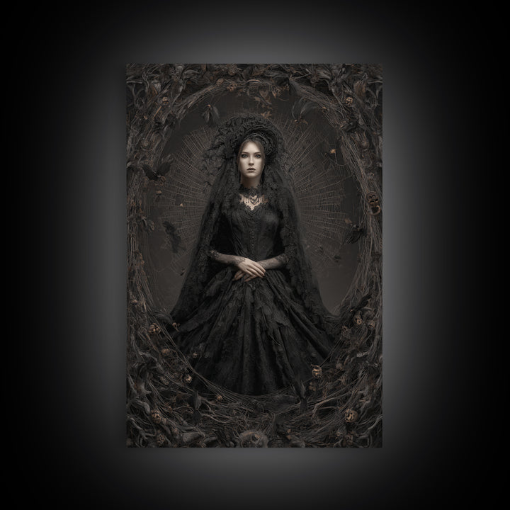 Black Lace And Cobwebs, Vertical Wall Art, Spooky Home Decor, Canvas Print, Halloween Wall Decor, Gothic Home Decor, Halloween Decor