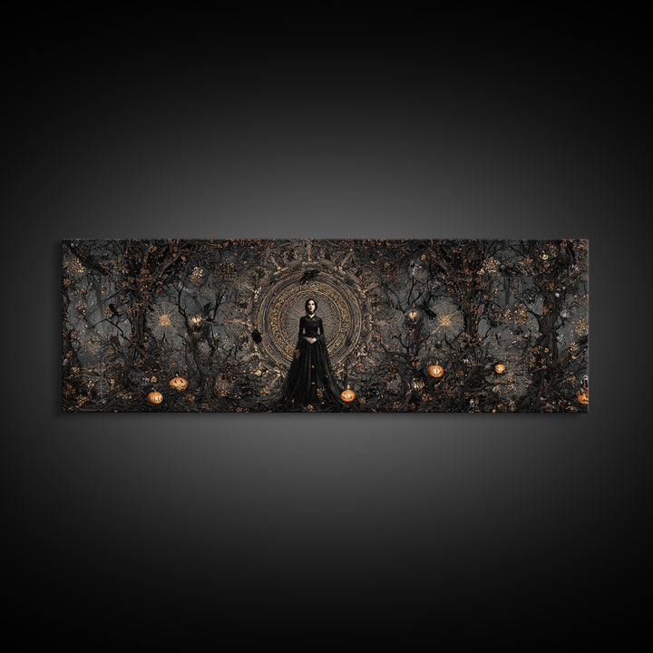 Black Lace And Cobwebs, Extra Wide Wall Art, Spooky Home Decor, Canvas Print, Halloween Wall Decor, Gothic Home Decor, Seasonal Home Decor