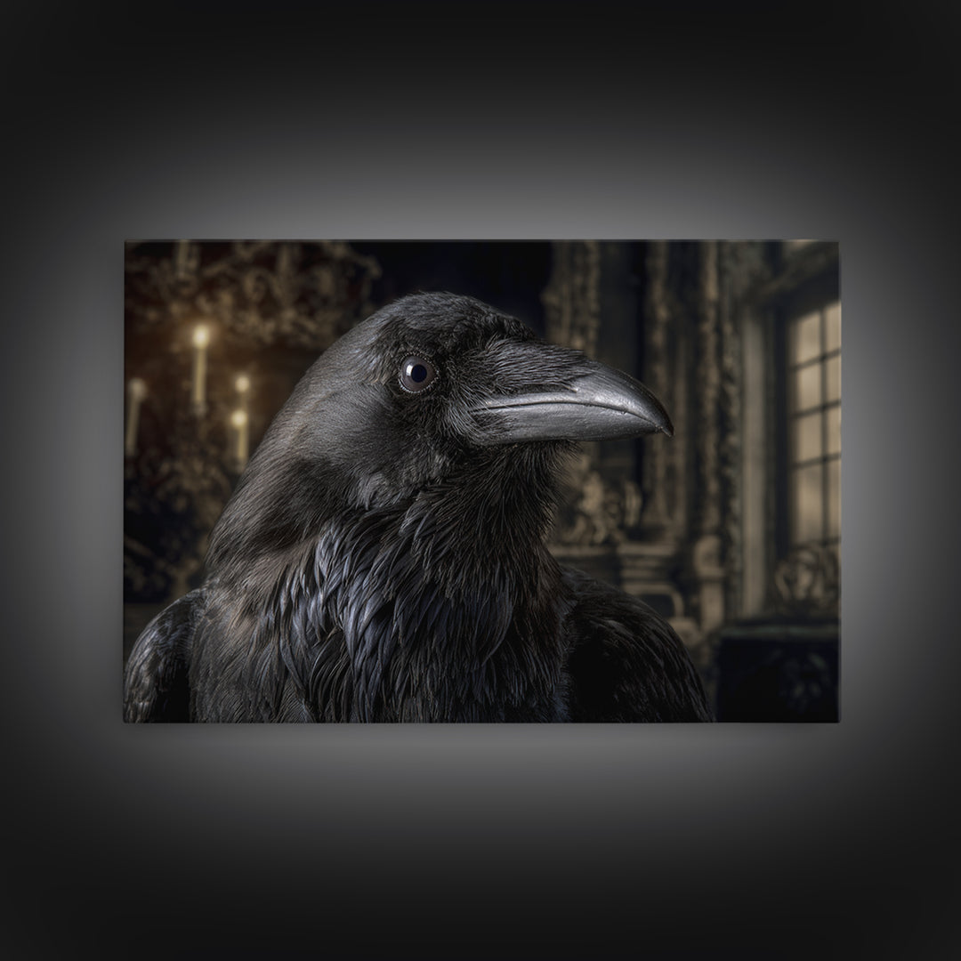 Ravens And Ruins, Landscape Wall Art, Gothic Horror Wall Art, Framed Canvas Print, Halloween Wall Decor, Gothic Home Decor