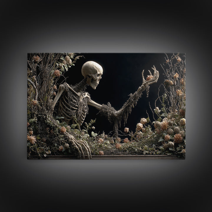 Skeletal Botanicals, Landscape Wall Art, Dark Fantasy Wall Art, Canvas Print, Halloween Wall Decor, Gothic Home Decor, Spooky Wall Decor