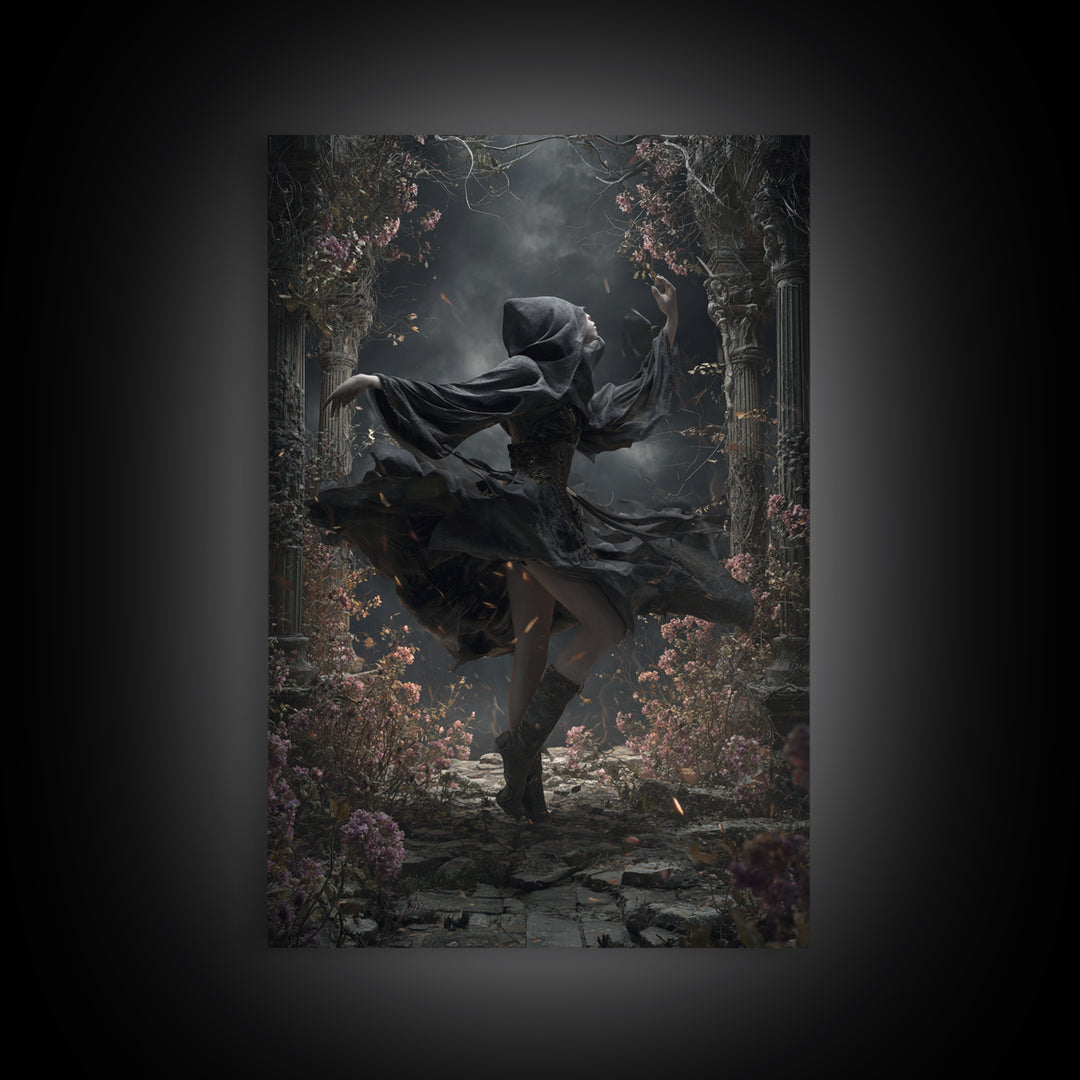 The Poison Garden, Vertical Wall Art, Haunted Gothic Art, Framed Canvas Print, Halloween Wall Decor, Gothic Home Decor, Halloween Wall Art