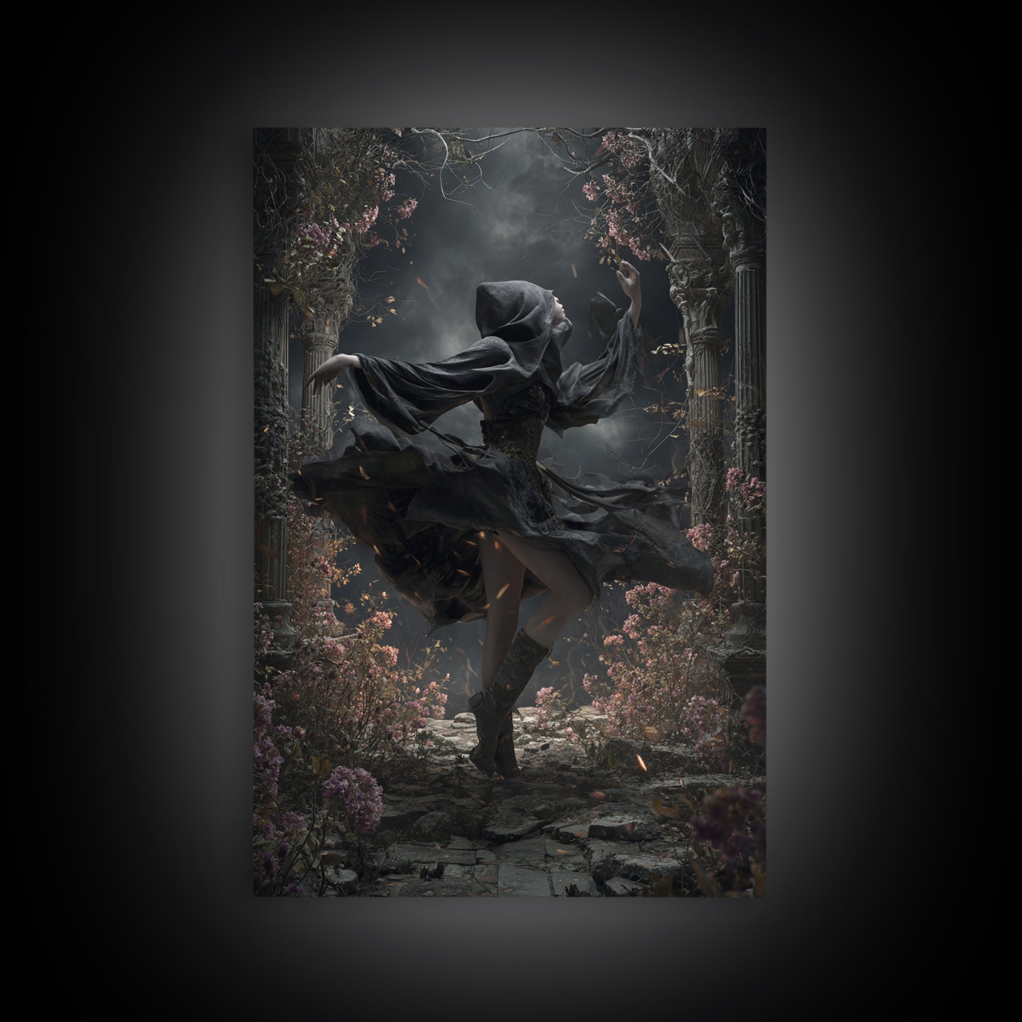 The Poison Garden, Vertical Wall Art, Haunted Gothic Art, Framed Canvas Print, Halloween Wall Decor, Gothic Home Decor, Halloween Wall Art