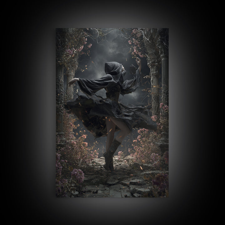 The Poison Garden, Vertical Wall Art, Haunted Gothic Art, Framed Canvas Print, Halloween Wall Decor, Gothic Home Decor, Halloween Wall Art