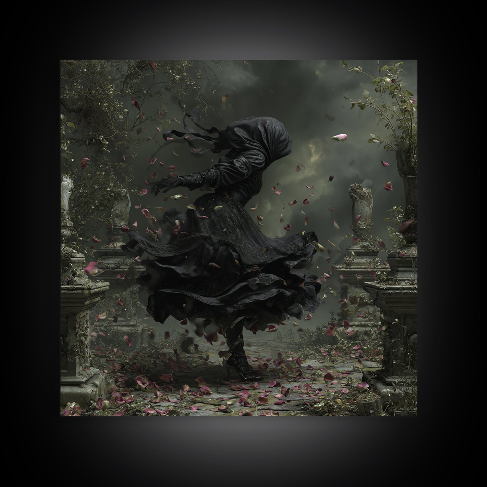 The Poison Garden, Square Wall Art, Haunted Gothic Art, Framed Canvas Print, Halloween Wall Decor, Gothic Home Decor, Dark Fantasy Art