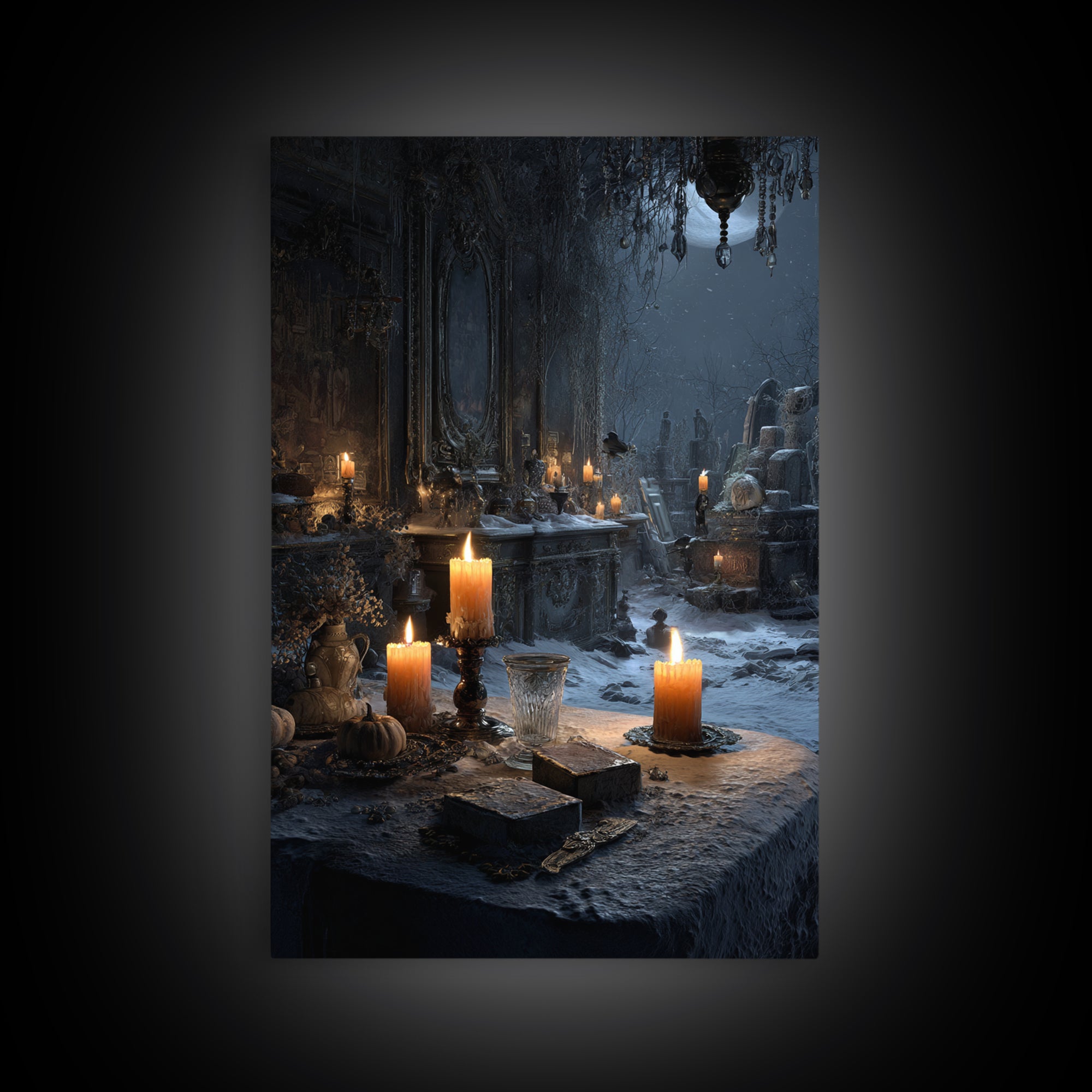 Frozen Halloween, Vertical Wall Art, Gothic Horror Wall Art, Framed Canvas Print, Halloween Wall Decor, Gothic Home Decor, Macabre Wall Art
