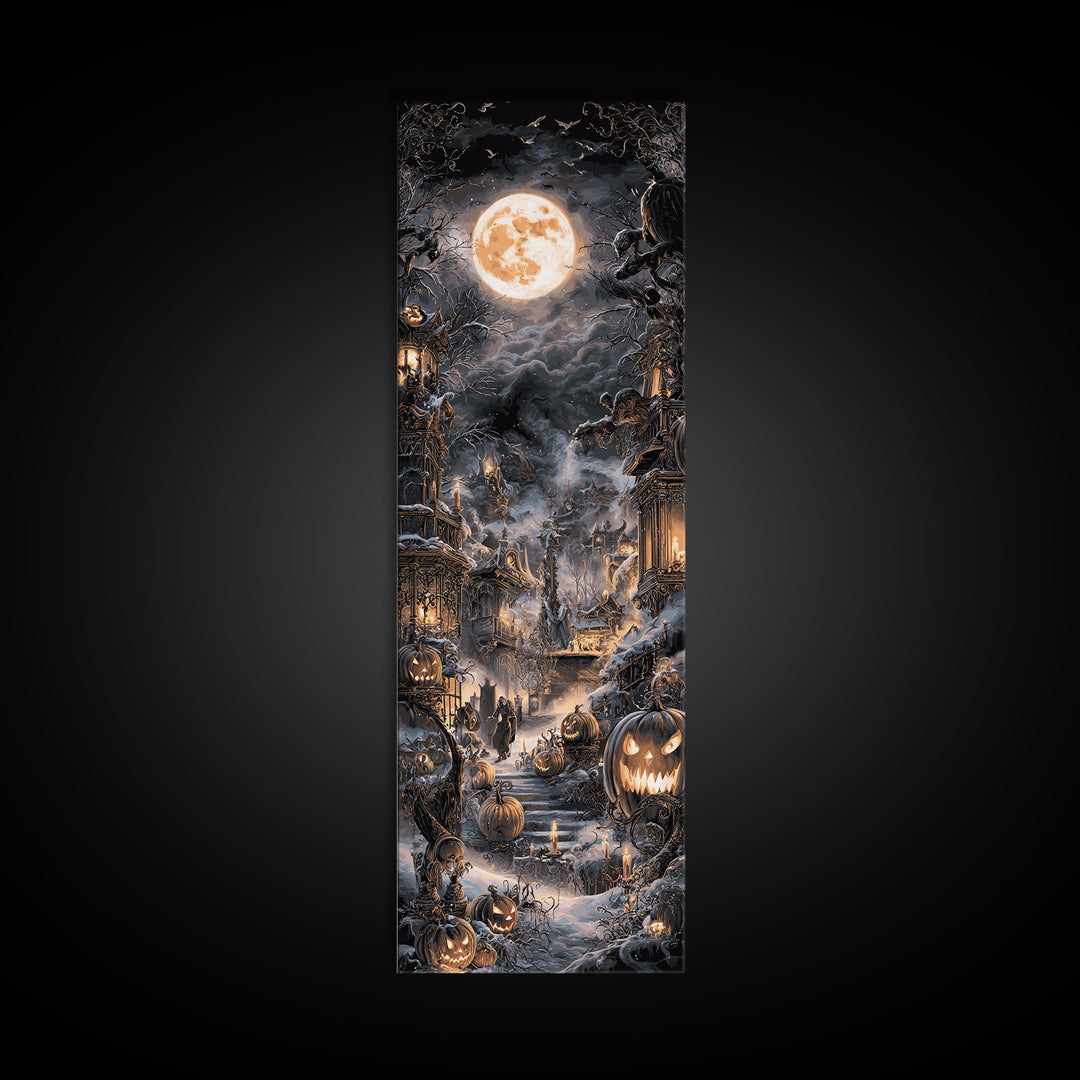 Frozen Halloween, Tall Narrow Wall Art, Spooky Home Decor, Canvas Print, Halloween Wall Decor, Gothic Home Decor, Halloween Wall Art