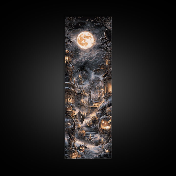 Frozen Halloween, Tall Narrow Wall Art, Spooky Home Decor, Canvas Print, Halloween Wall Decor, Gothic Home Decor, Halloween Wall Art