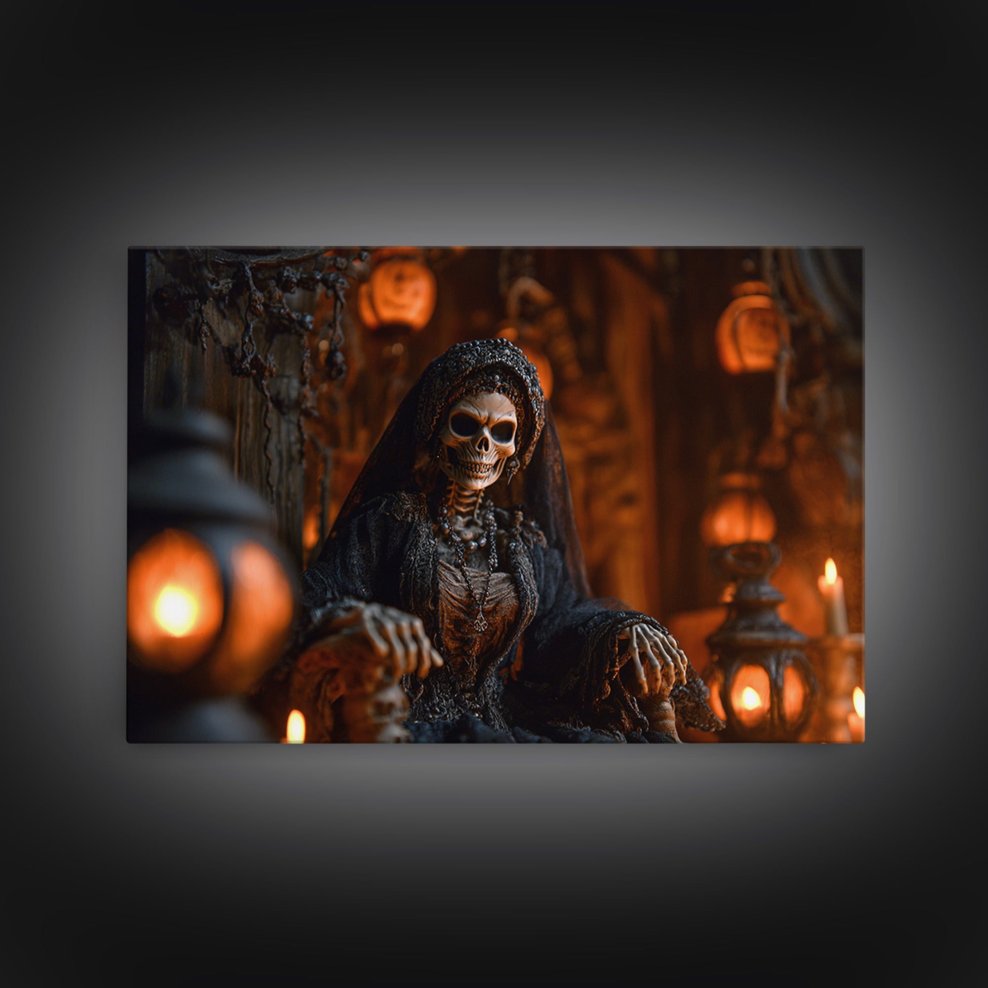 The Necromancer Queen, Landscape Wall Art, Haunted Gothic Art, Framed Canvas Print, Halloween Wall Decor, Gothic Home Decor, Halloween Decor