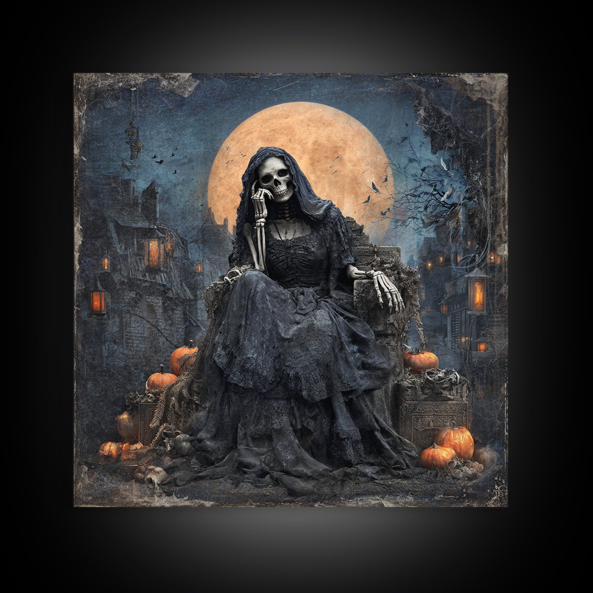 The Necromancer Queen, Square Wall Art, Spooky Home Decor, Canvas Print, Halloween Wall Decor, Gothic Home Decor, Dark Fantasy Art