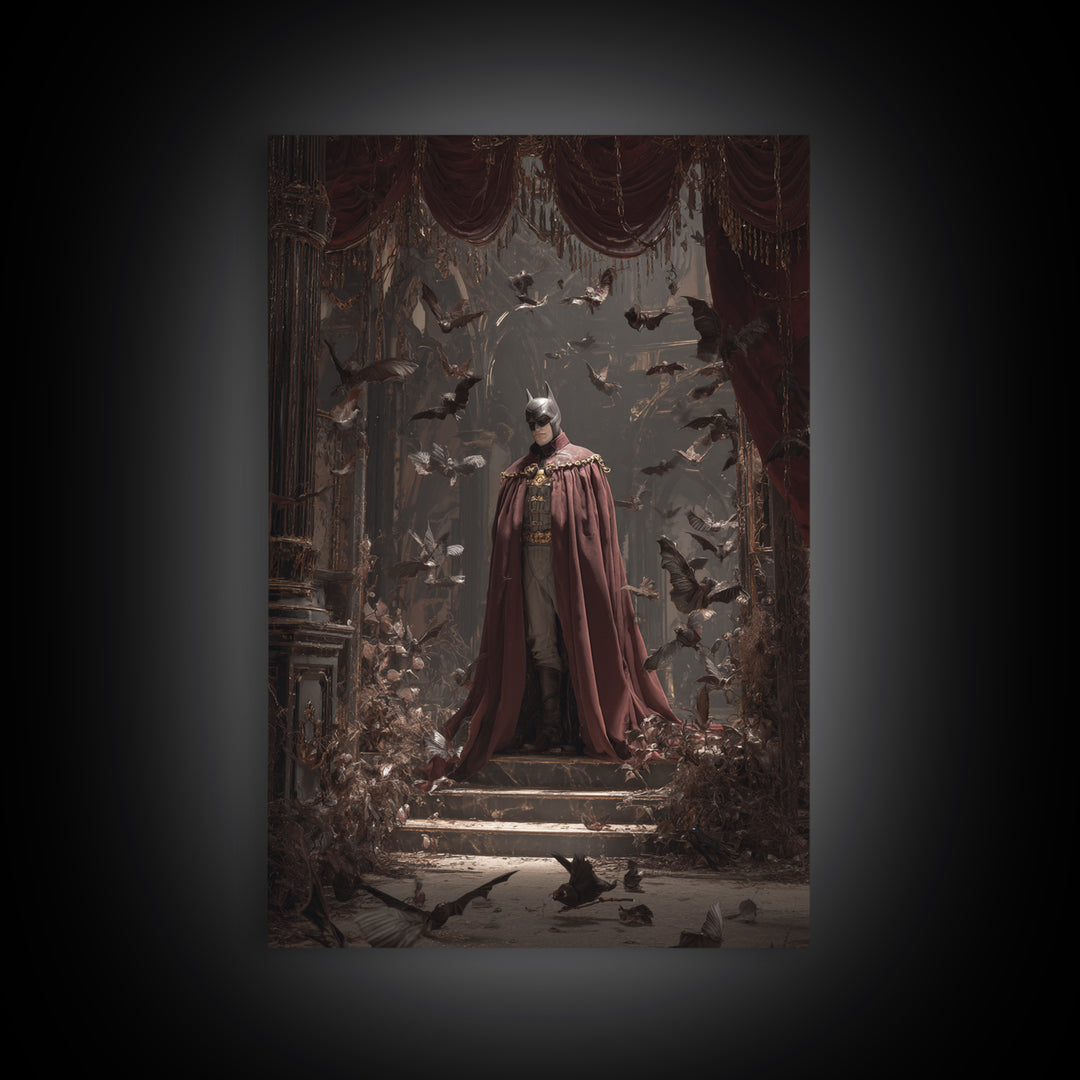 The Bat Prince, Vertical Wall Art, Dark Halloween Decor, Canvas Print, Halloween Wall Decor, Gothic Home Decor, Spooky Wall Decor