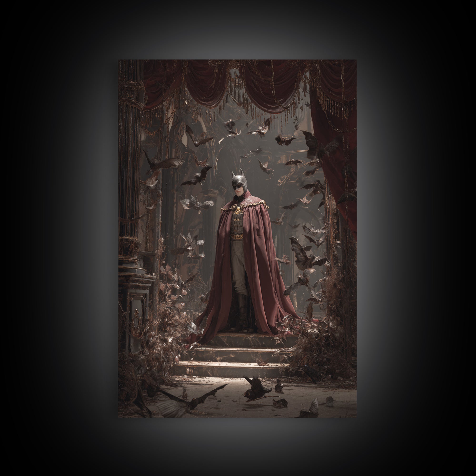 The Bat Prince, Vertical Wall Art, Dark Halloween Decor, Canvas Print, Halloween Wall Decor, Gothic Home Decor, Spooky Wall Decor