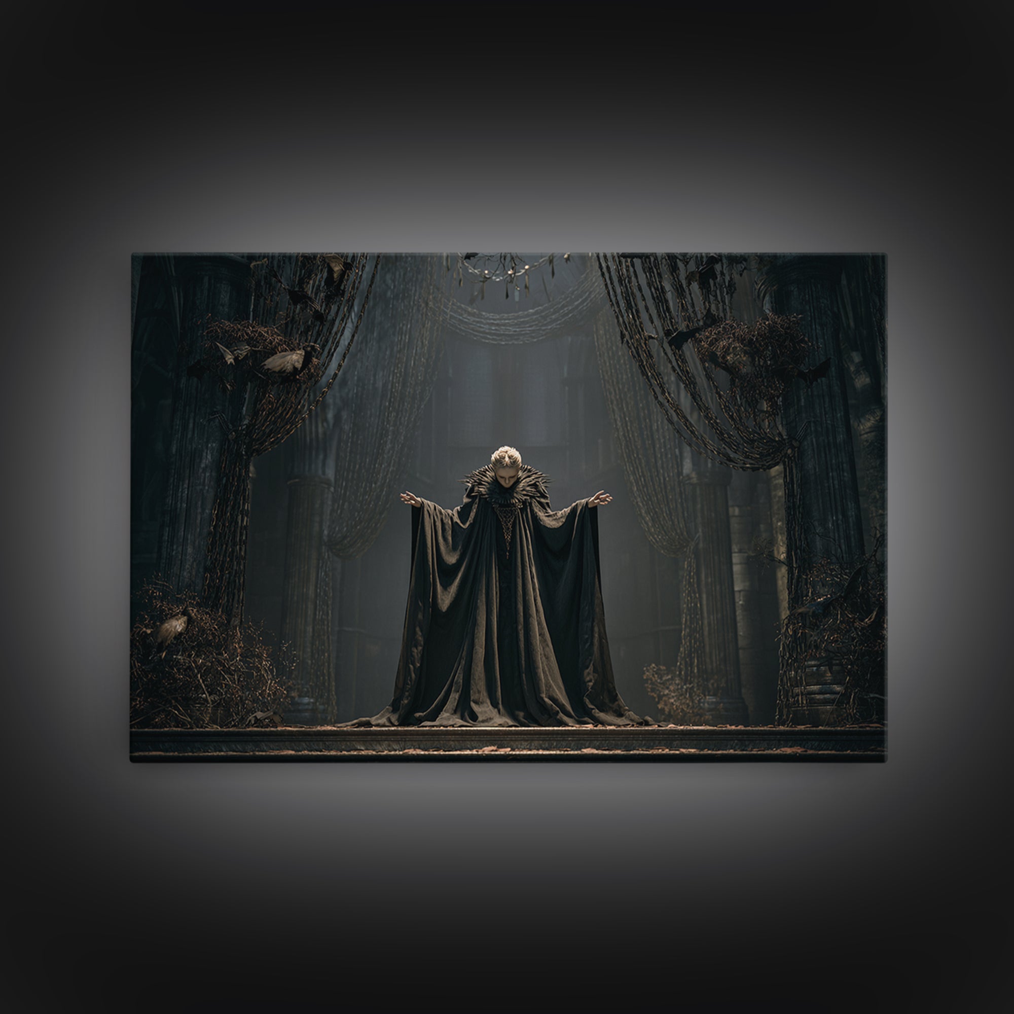 The Bat Prince, Landscape Wall Art, Gothic Horror Wall Art, Framed Canvas Print, Halloween Wall Decor, Gothic Home Decor, Halloween Decor