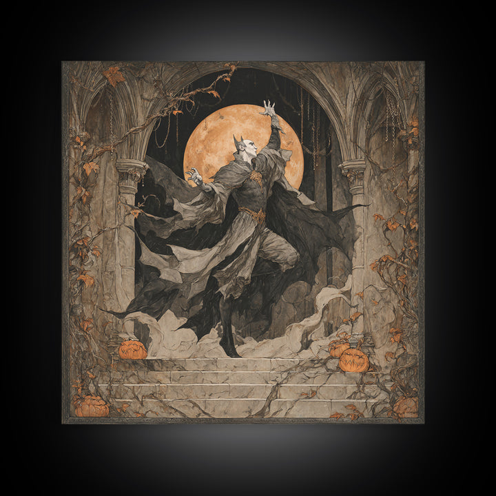 The Bat Prince, Square Wall Art, Macabre Wall Art, Framed Canvas Print, Halloween Wall Decor, Gothic Home Decor, Statement Wall Art