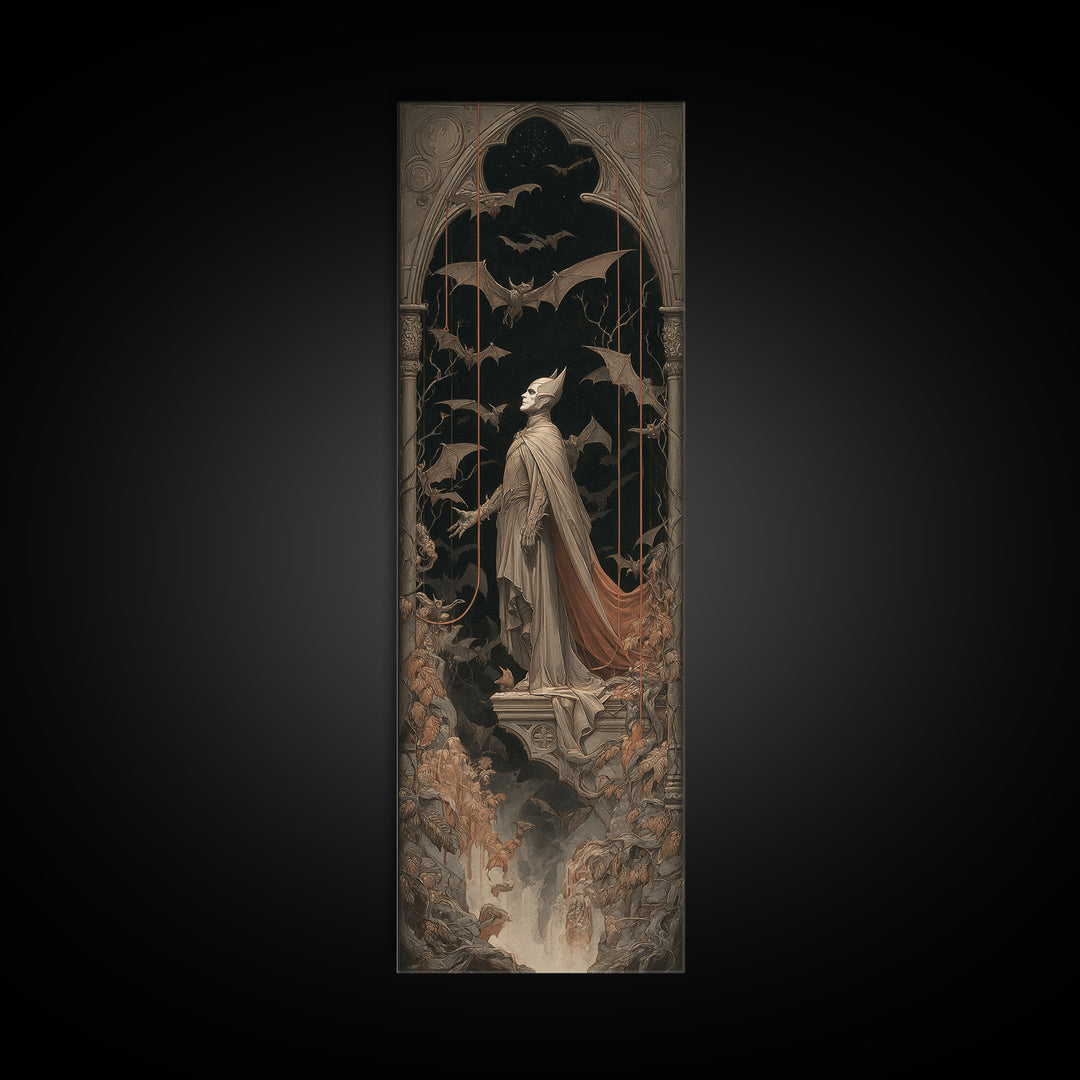 The Bat Prince, Tall Narrow Wall Art, Dark Halloween Decor, Canvas Print, Halloween Wall Decor, Gothic Home Decor, Collectible Wall Decor