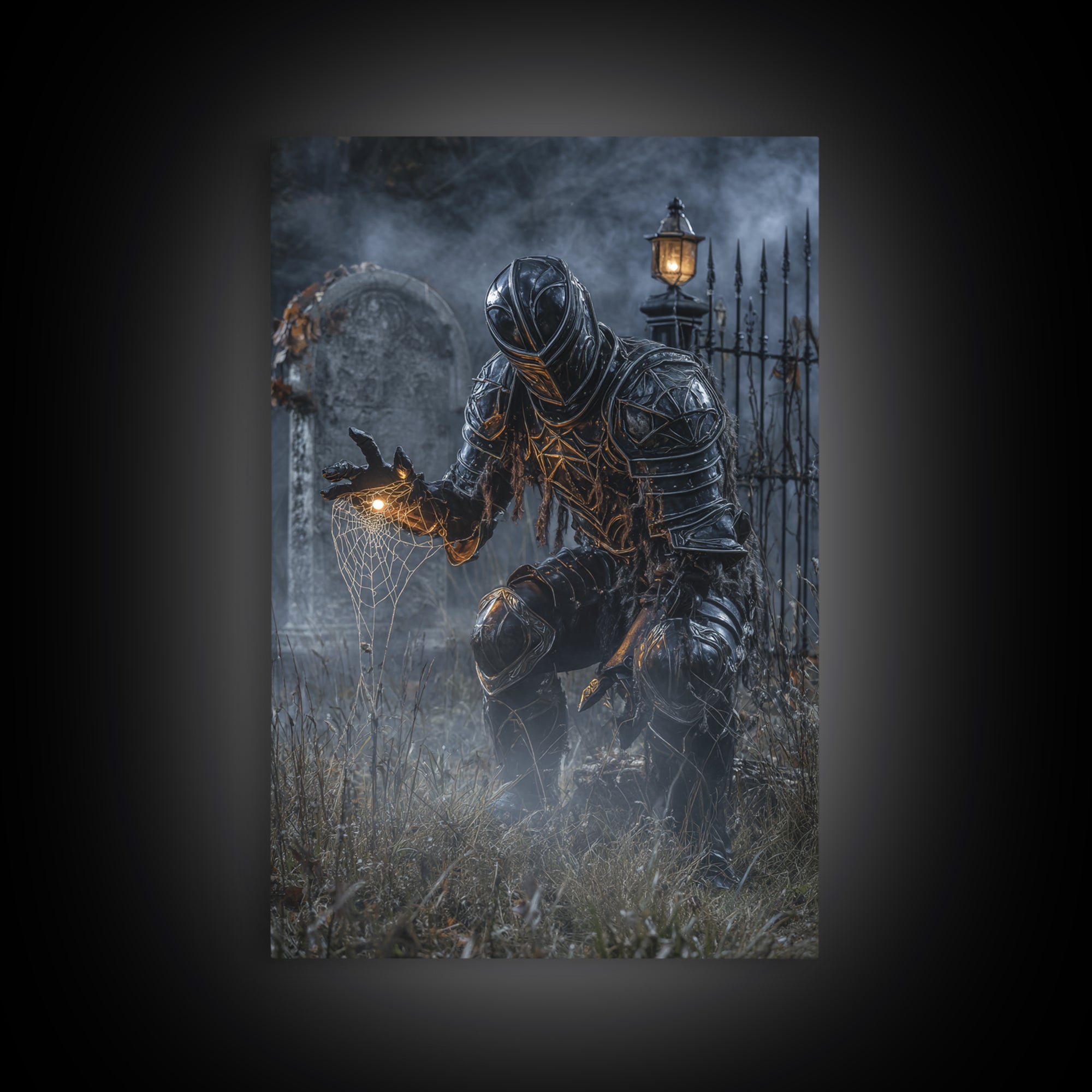 The Spider Knight, Vertical Wall Art, Spooky Home Decor, Canvas Print, Halloween Wall Decor, Gothic Home Decor, Halloween Wall Art
