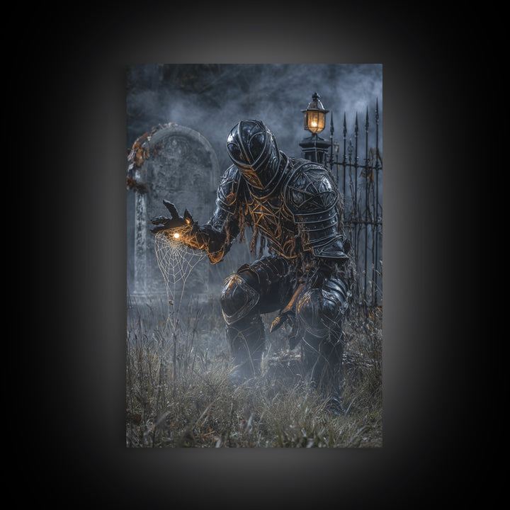 The Spider Knight, Vertical Wall Art, Spooky Home Decor, Canvas Print, Halloween Wall Decor, Gothic Home Decor, Halloween Wall Art
