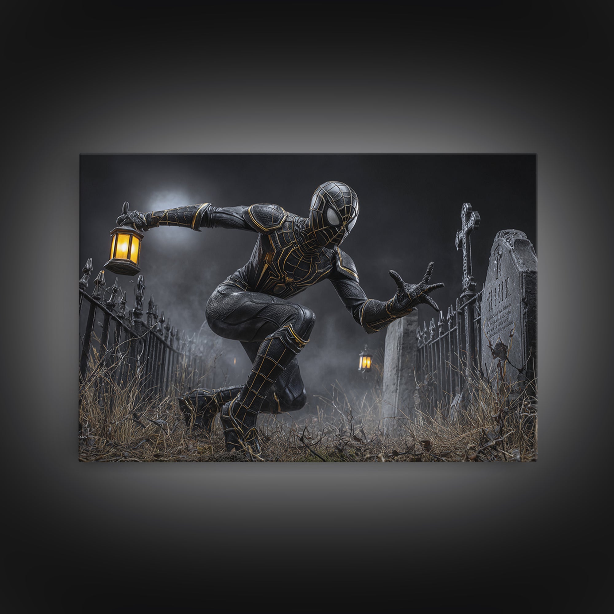 The Spider Knight, Landscape Wall Art, Haunted Gothic Art, Framed Canvas Print, Halloween Wall Decor, Gothic Home Decor, Horror Wall Art