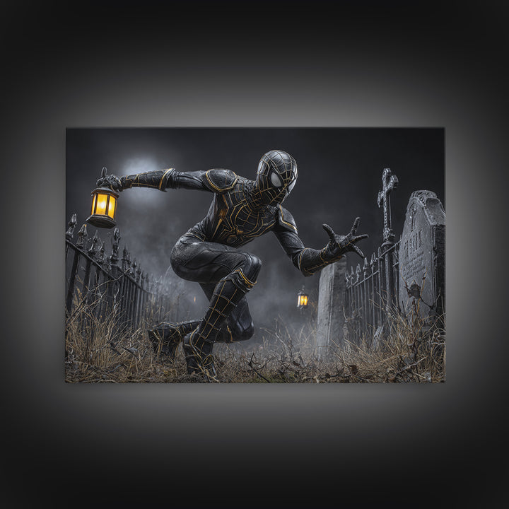 The Spider Knight, Landscape Wall Art, Haunted Gothic Art, Framed Canvas Print, Halloween Wall Decor, Gothic Home Decor, Horror Wall Art