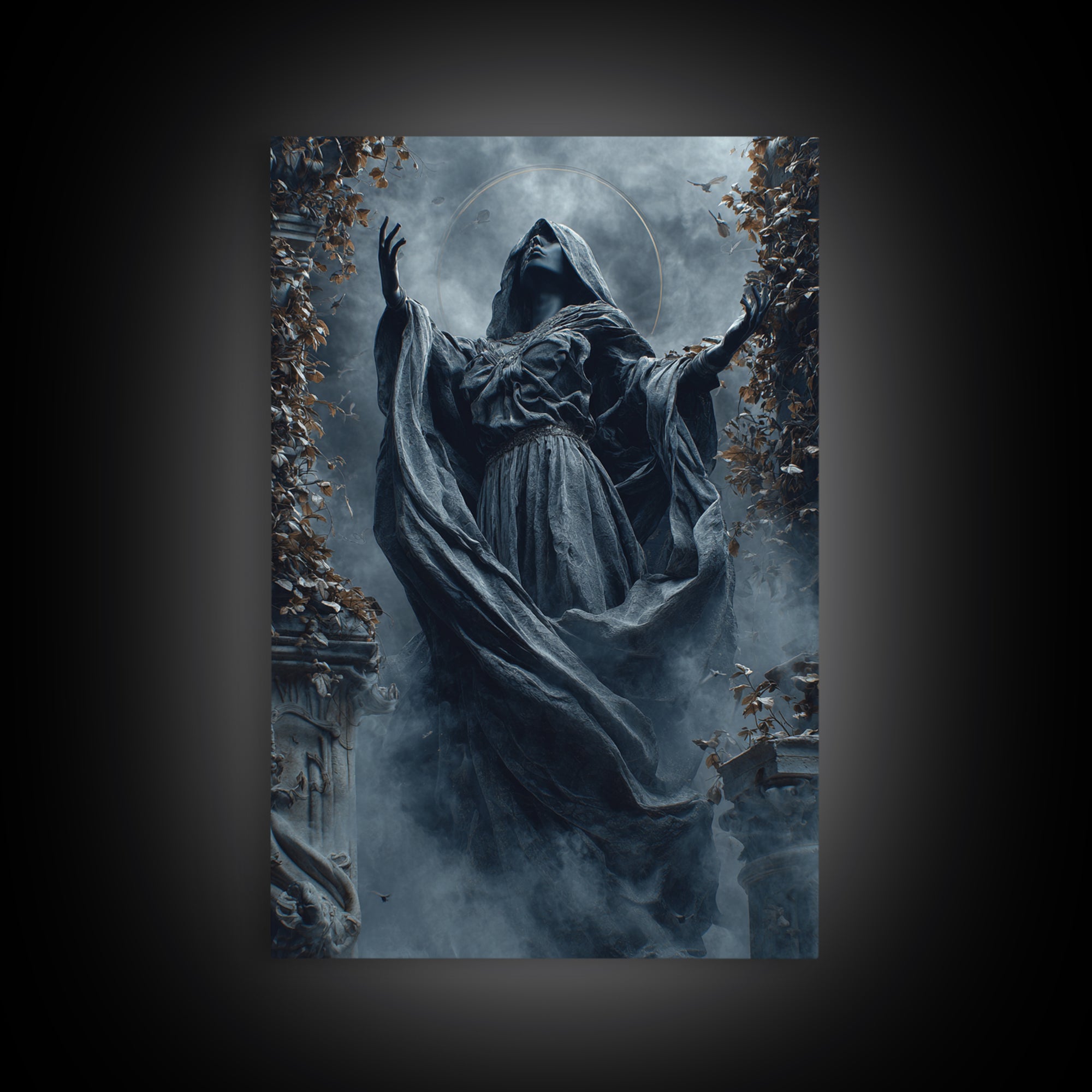 The Moon Priestess, Vertical Wall Art, Dark Fantasy Wall Art, Canvas Print, Halloween Wall Decor, Gothic Home Decor, Spooky Wall Decor