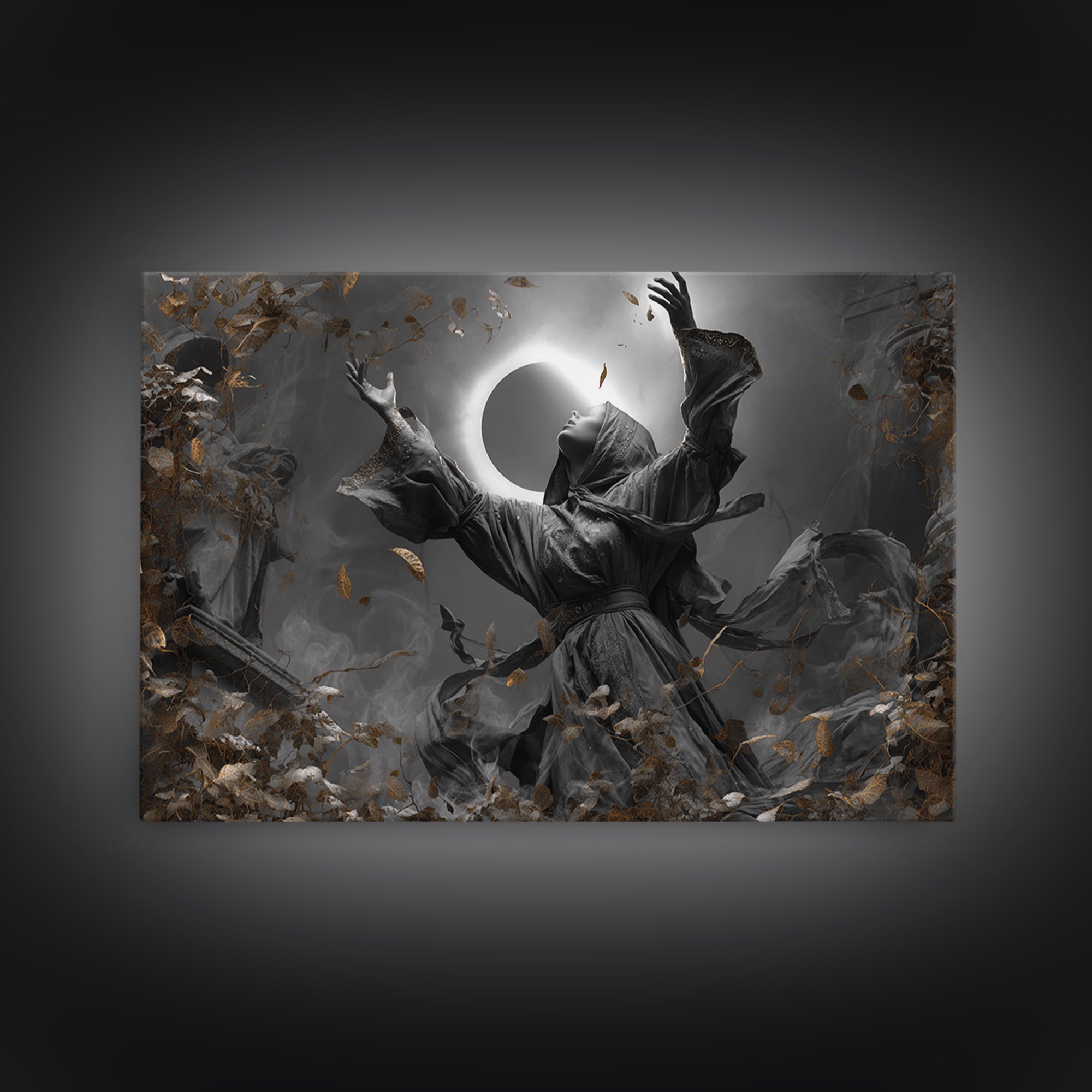 The Moon Priestess, Landscape Wall Art, Dark Fantasy Wall Art, Canvas Print, Halloween Wall Decor, Gothic Home Decor, Macabre Wall Art