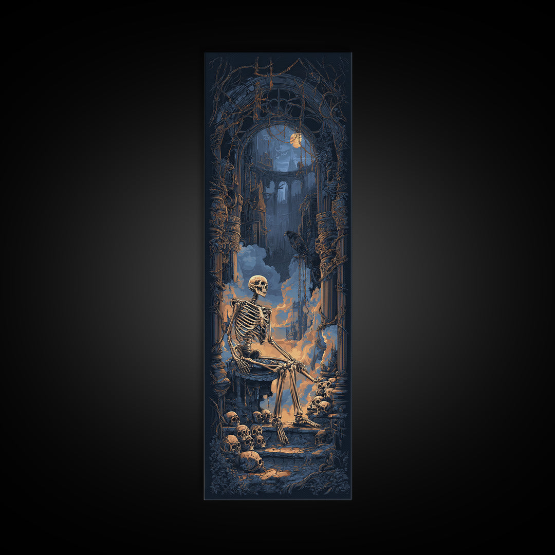 The Bone Sculptor, Tall Narrow Wall Art, Dark Fantasy Wall Art, Canvas Print, Halloween Wall Decor, Gothic Home Decor, Halloween Decor
