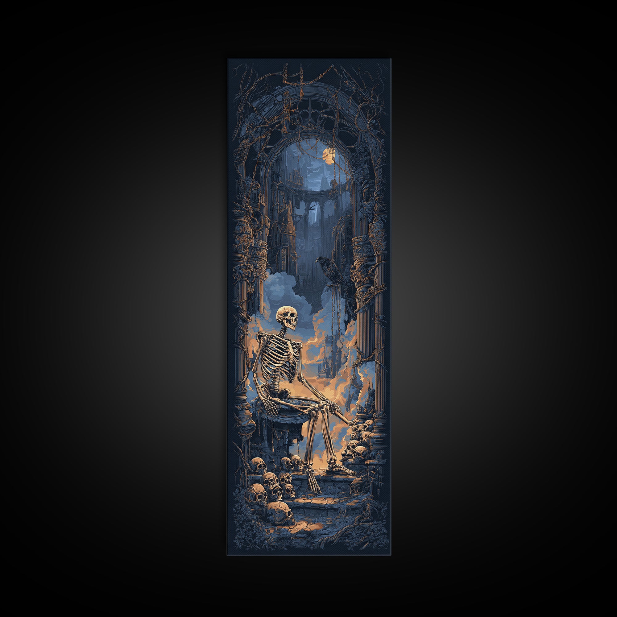 The Bone Sculptor, Tall Narrow Wall Art, Dark Fantasy Wall Art, Canvas Print, Halloween Wall Decor, Gothic Home Decor, Halloween Decor