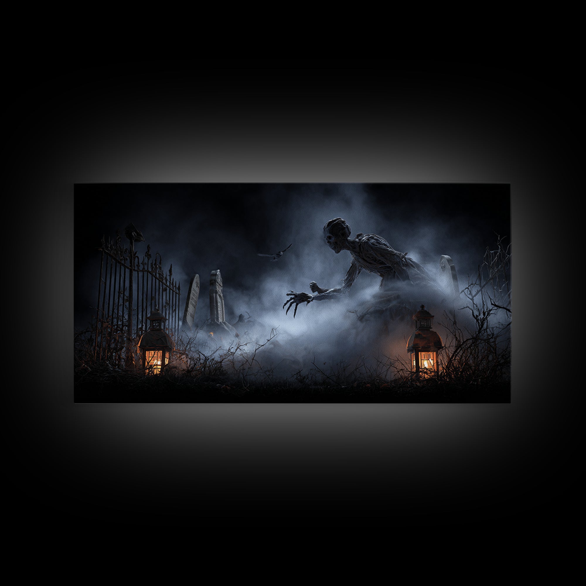 The Dream Eater, Wide Panoramic Art, Macabre Wall Art, Framed Canvas Print, Halloween Wall Decor, Gothic Home Decor, Statement Wall Art