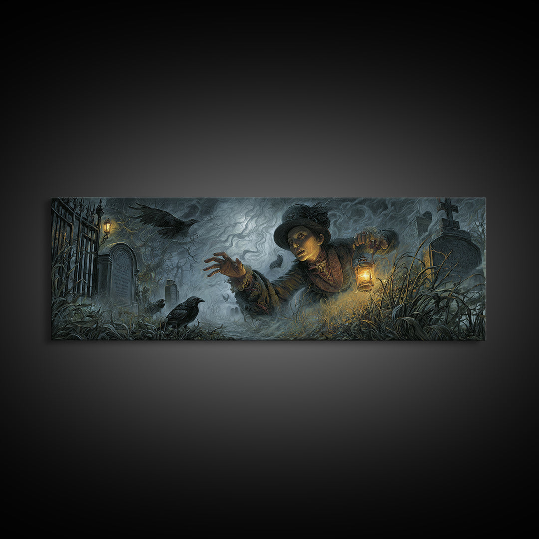 The Dream Eater, Extra Wide Wall Art, Gothic Horror Wall Art, Framed Canvas Print, Halloween Wall Decor, Gothic Home Decor