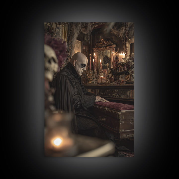 The Royal Coffin Maker, Vertical Wall Art, Haunted Gothic Art, Framed Canvas Print, Halloween Wall Decor, Gothic Home Decor