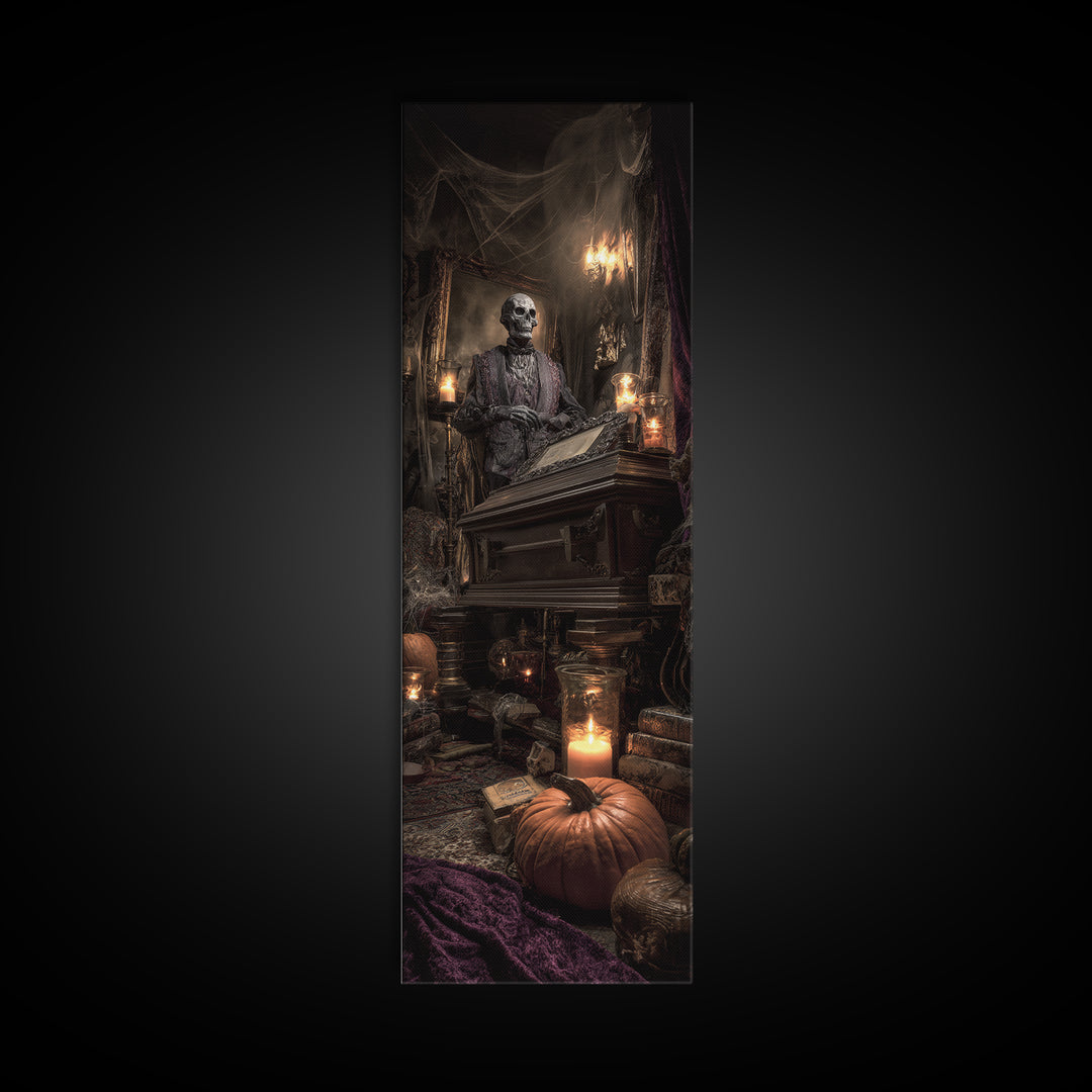 The Royal Coffin Maker, Tall Narrow Wall Art, Spooky Home Decor, Canvas Print, Halloween Wall Decor, Gothic Home Decor, Spooky Wall Decor