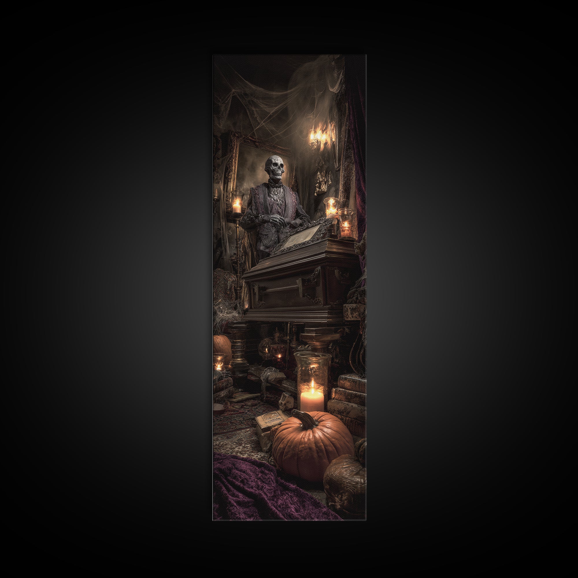 The Royal Coffin Maker, Tall Narrow Wall Art, Spooky Home Decor, Canvas Print, Halloween Wall Decor, Gothic Home Decor, Spooky Wall Decor