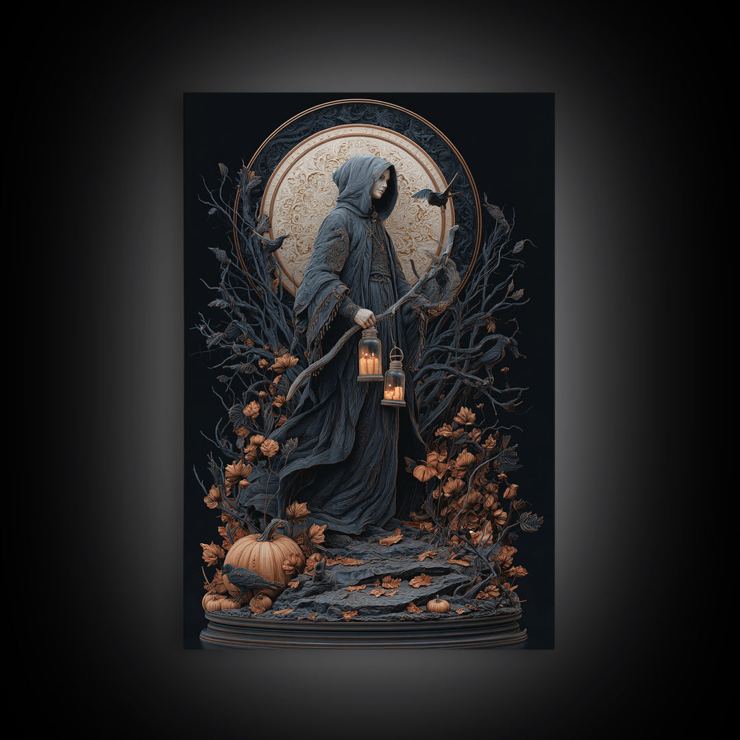 The Soul Collector, Vertical Wall Art, Haunted Gothic Art, Framed Canvas Print, Halloween Wall Decor, Gothic Home Decor, Statement Wall Art