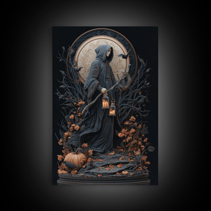The Soul Collector, Vertical Wall Art, Haunted Gothic Art, Framed Canvas Print, Halloween Wall Decor, Gothic Home Decor, Statement Wall Art