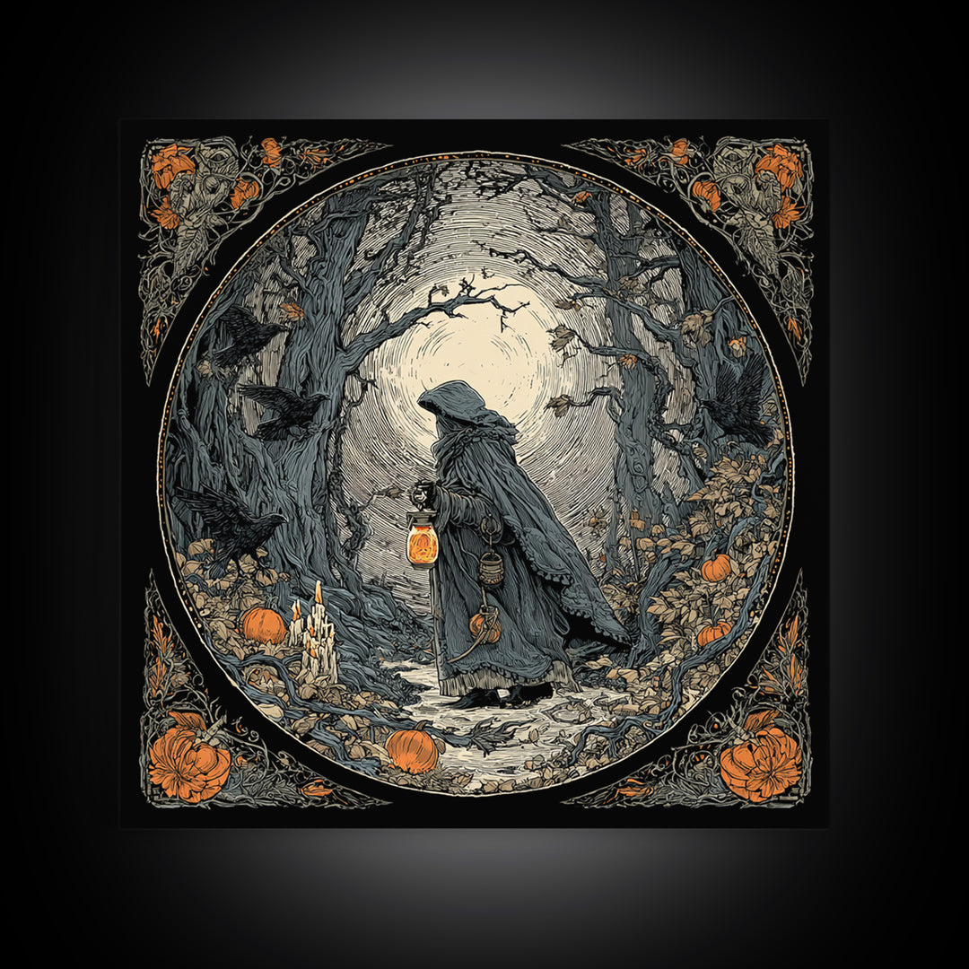 The Soul Collector, Square Wall Art, Macabre Wall Art, Framed Canvas Print, Halloween Wall Decor, Gothic Home Decor, Statement Wall Art