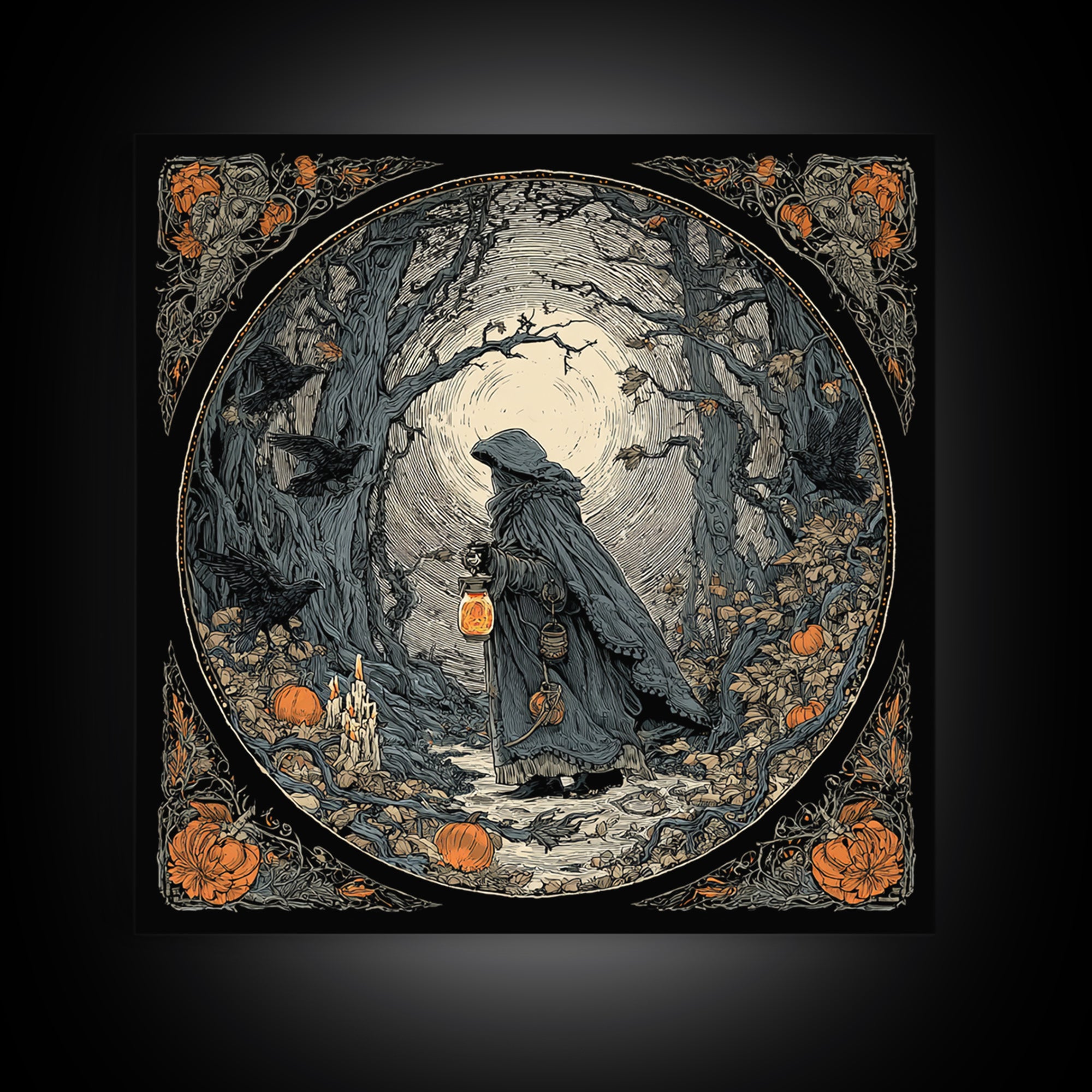 The Soul Collector, Square Wall Art, Macabre Wall Art, Framed Canvas Print, Halloween Wall Decor, Gothic Home Decor, Statement Wall Art