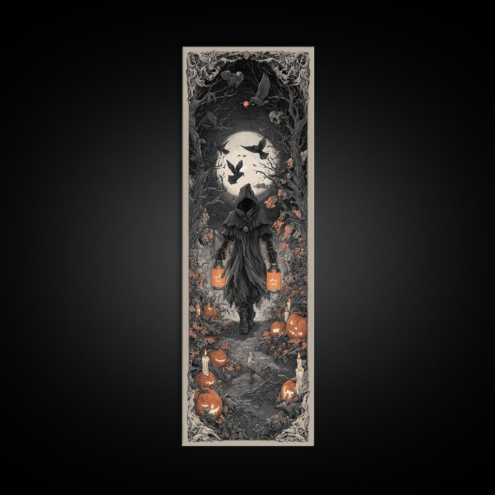 The Soul Collector, Tall Narrow Wall Art, Gothic Horror Wall Art, Framed Canvas Print, Halloween Wall Decor, Gothic Home Decor