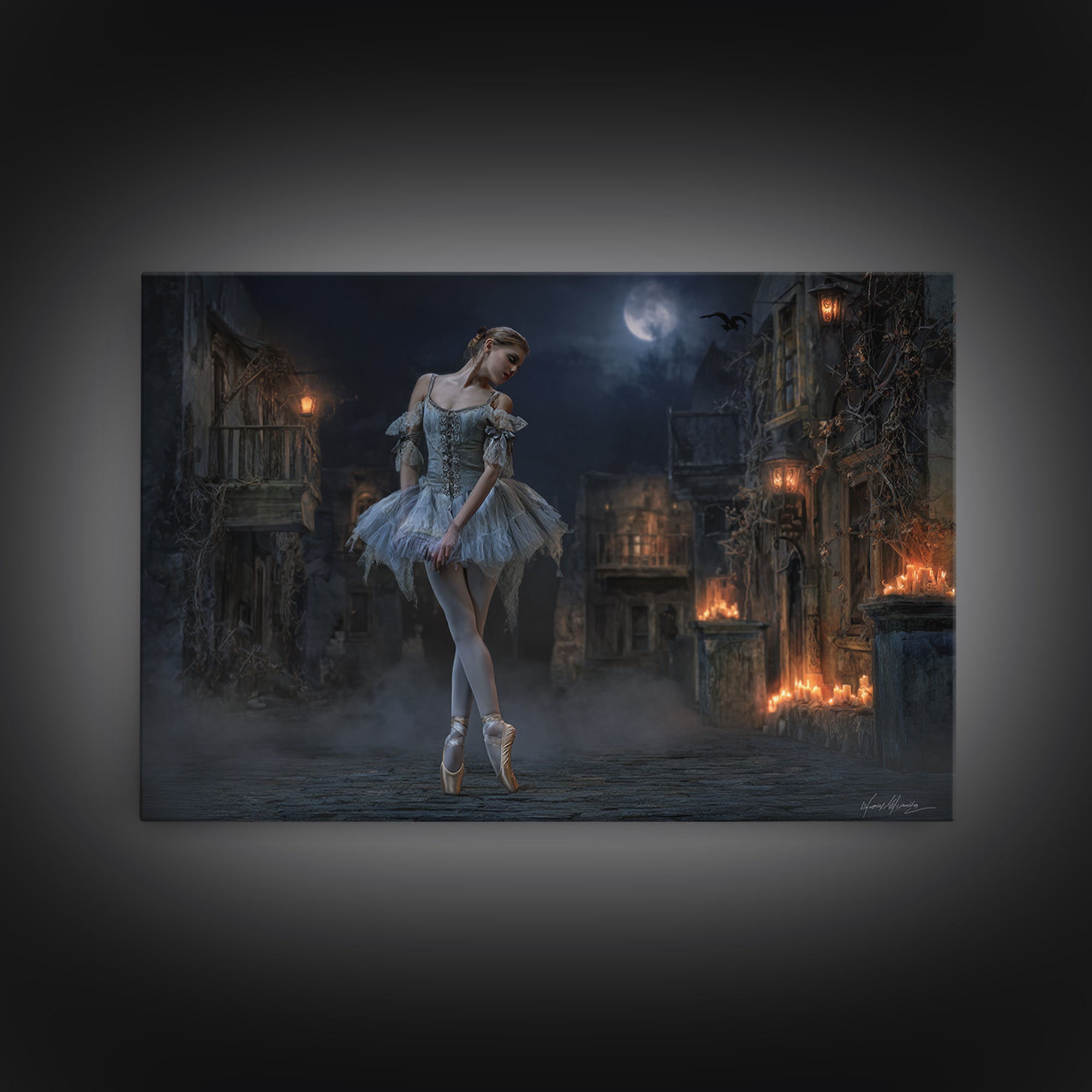 The Phantom Ballerina, Landscape Wall Art, Dark Fantasy Wall Art, Canvas Print, Halloween Wall Decor, Gothic Home Decor, Horror Wall Art
