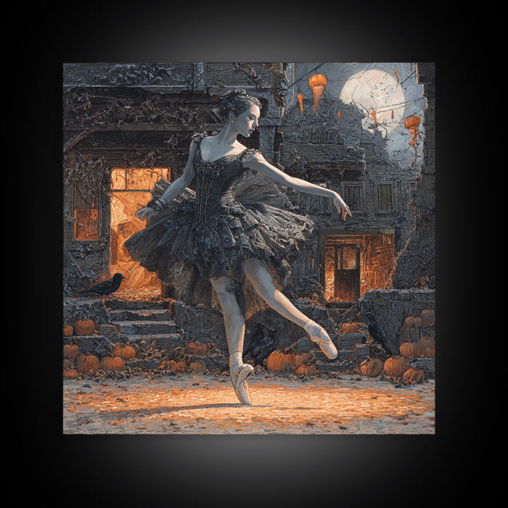 The Phantom Ballerina, Square Wall Art, Haunted Gothic Art, Framed Canvas Print, Halloween Wall Decor, Gothic Home Decor, Macabre Wall Art