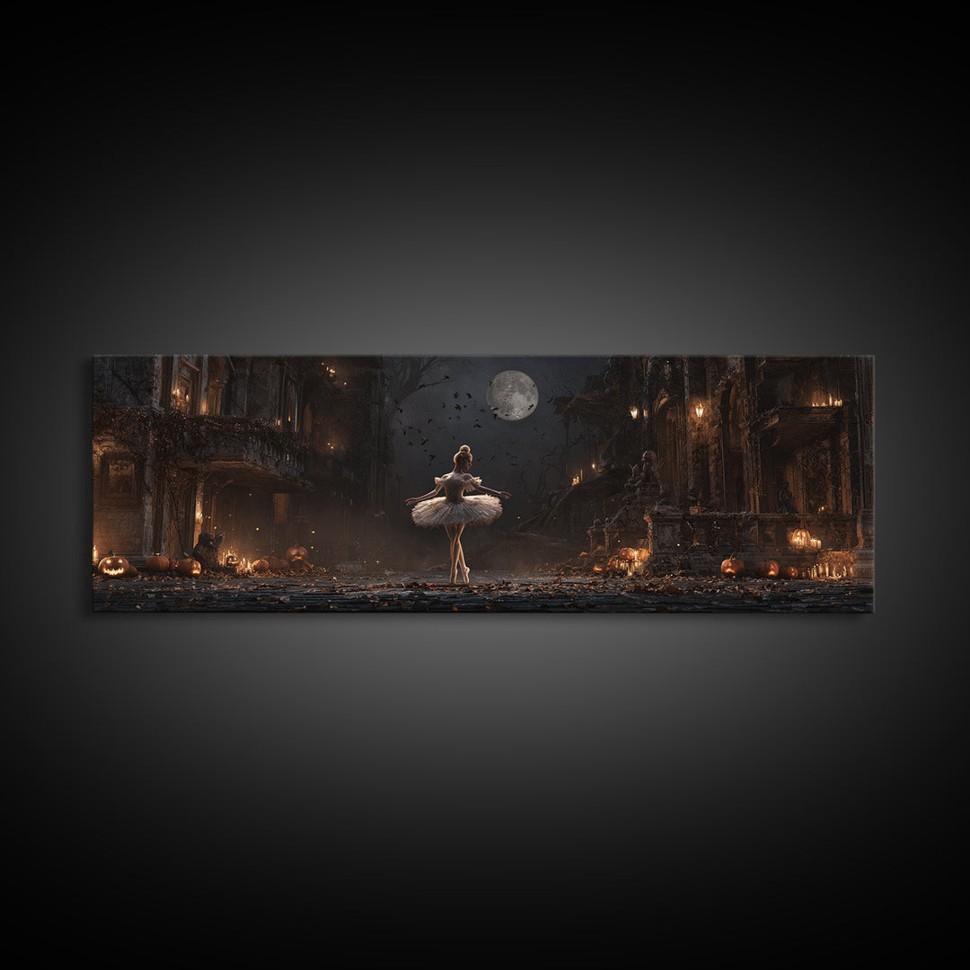 The Phantom Ballerina, Extra Wide Wall Art, Dark Halloween Decor, Canvas Print, Halloween Wall Decor, Gothic Home Decor, Horror Wall Art