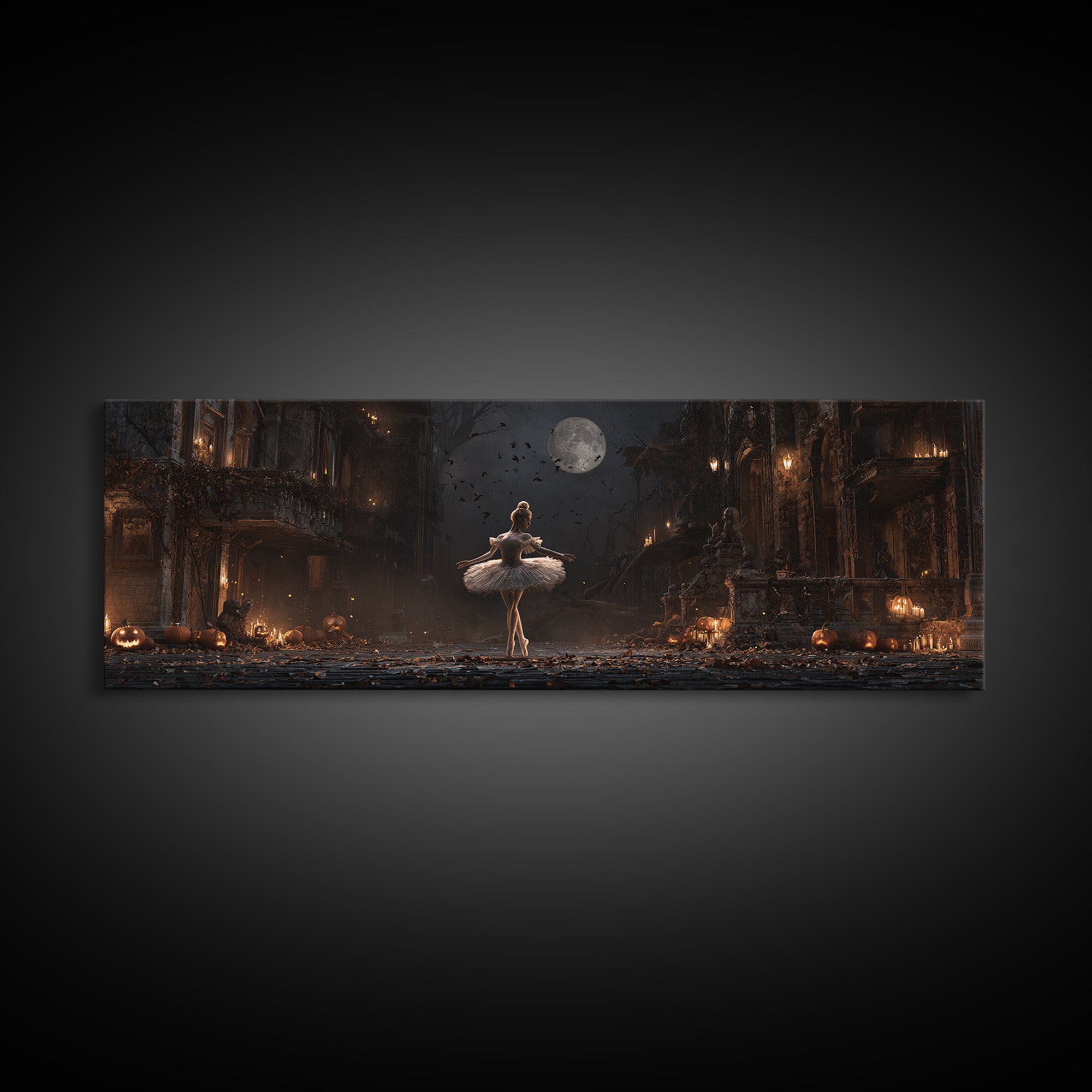 The Phantom Ballerina, Extra Wide Wall Art, Dark Halloween Decor, Canvas Print, Halloween Wall Decor, Gothic Home Decor, Horror Wall Art