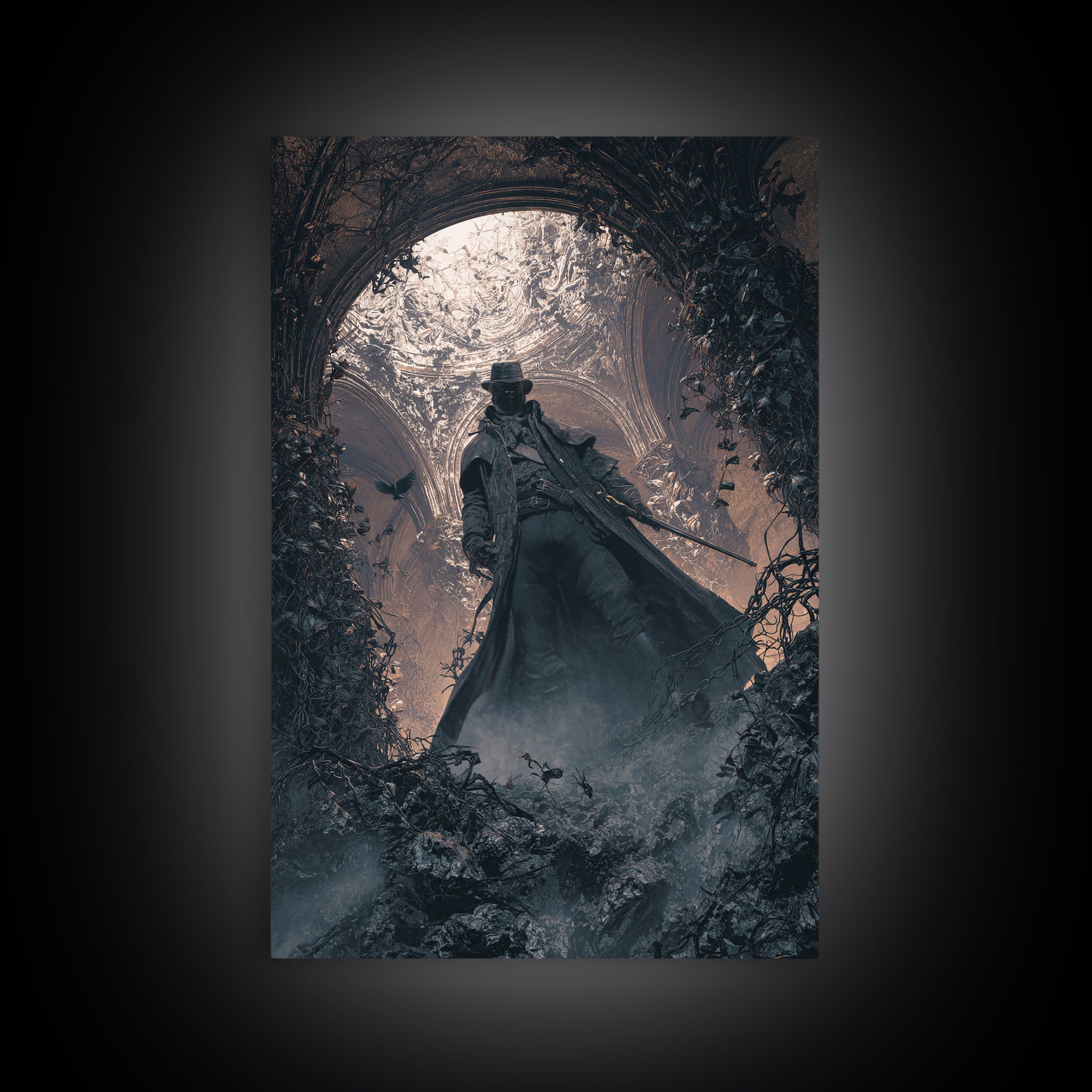 The Ghost Of The Witch Hunter, Vertical Wall Art, Spooky Home Decor, Canvas Print, Halloween Wall Decor, Gothic Home Decor, Horror Wall Art