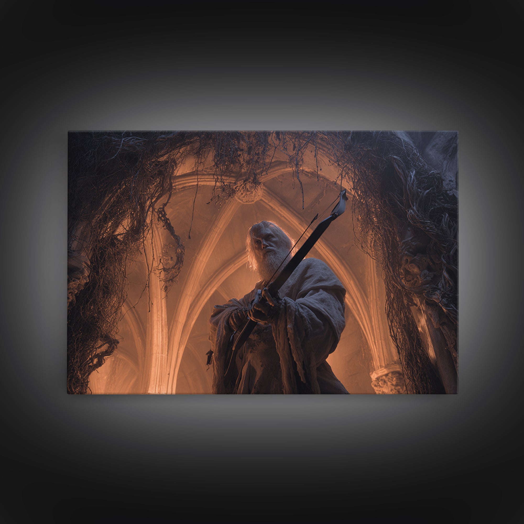 The Ghost Of The Witch Hunter, Landscape Wall Art, Gothic Horror Wall Art, Framed Canvas Print, Halloween Wall Decor, Gothic Home Decor