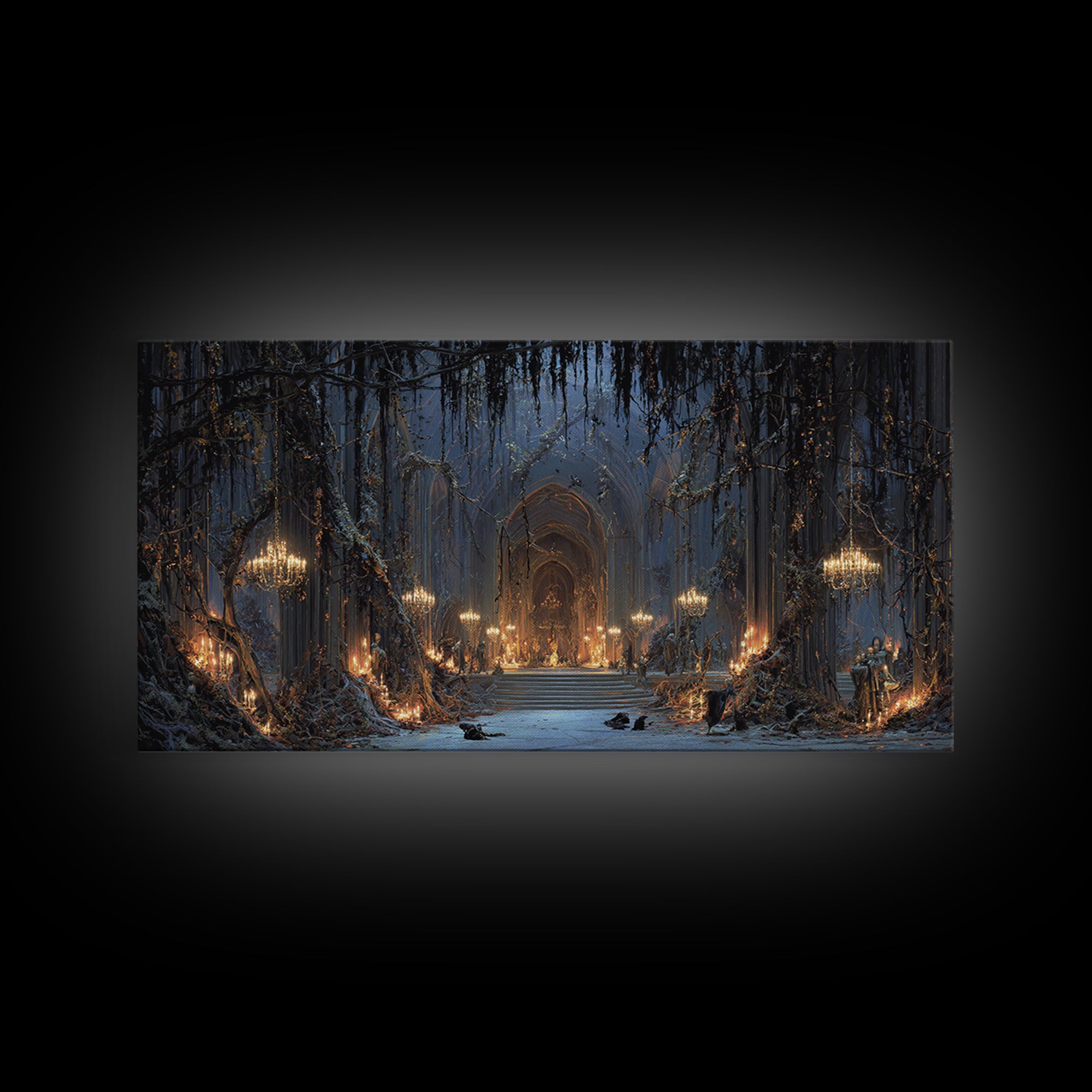 The Ghost Of The Witch Hunter, Wide Panoramic Art, Dark Halloween Decor, Canvas Print, Halloween Wall Decor, Gothic Home Decor