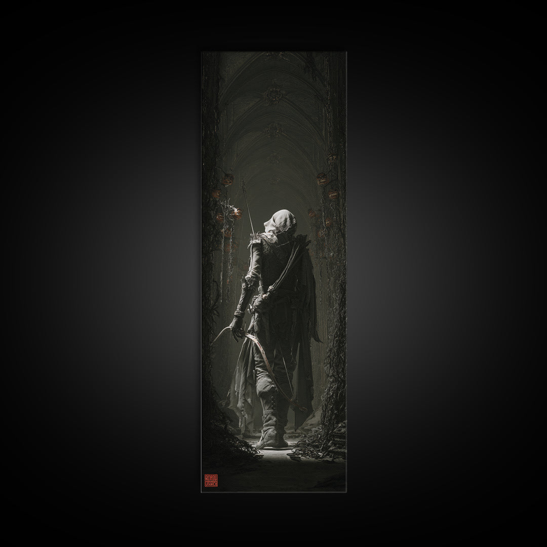 The Ghost Of The Witch Hunter, Tall Narrow Wall Art, Macabre Wall Art, Framed Canvas Print, Halloween Wall Decor, Gothic Home Decor